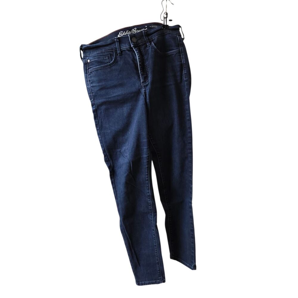 Eddie Bauer Slightly Curvy High Rise Skinny Jeans Dark Blue Denim